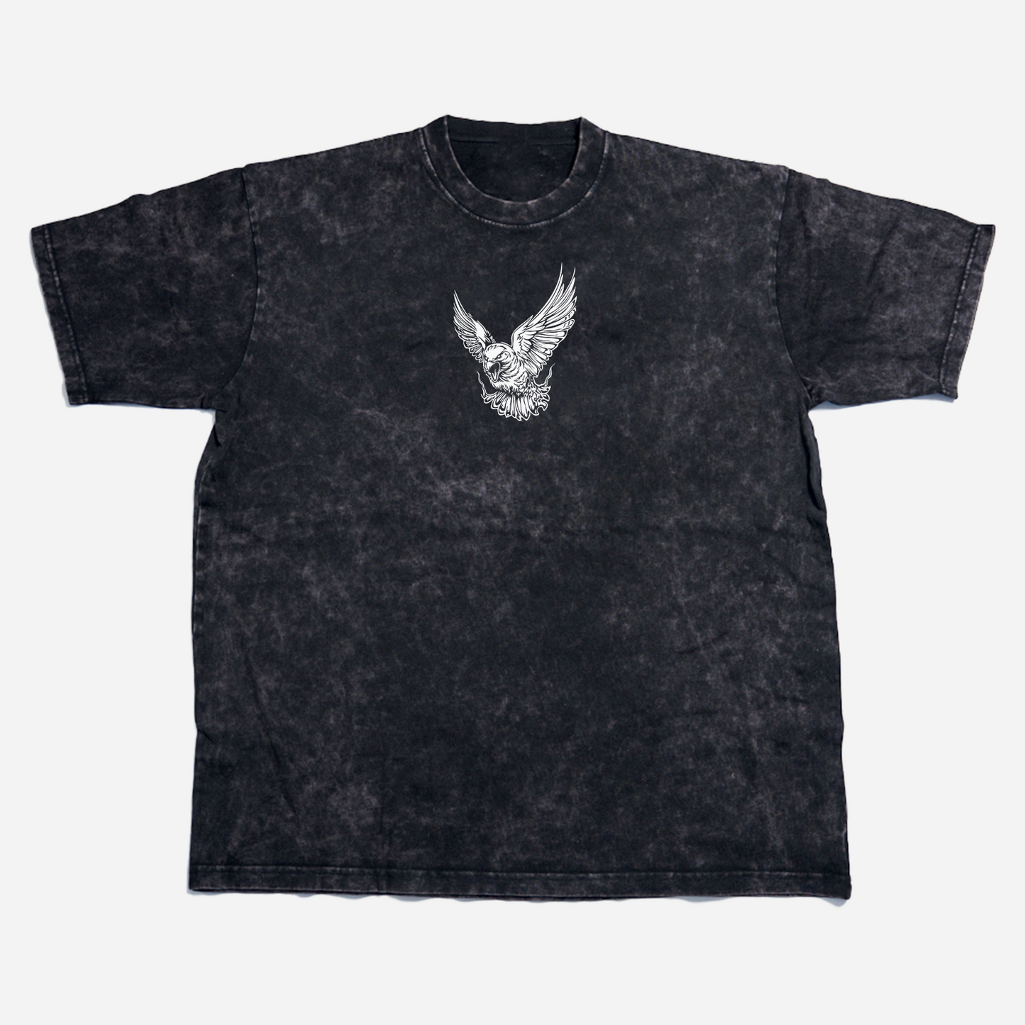 Washed black heavyweight Christian t-shirt with white dove chest print