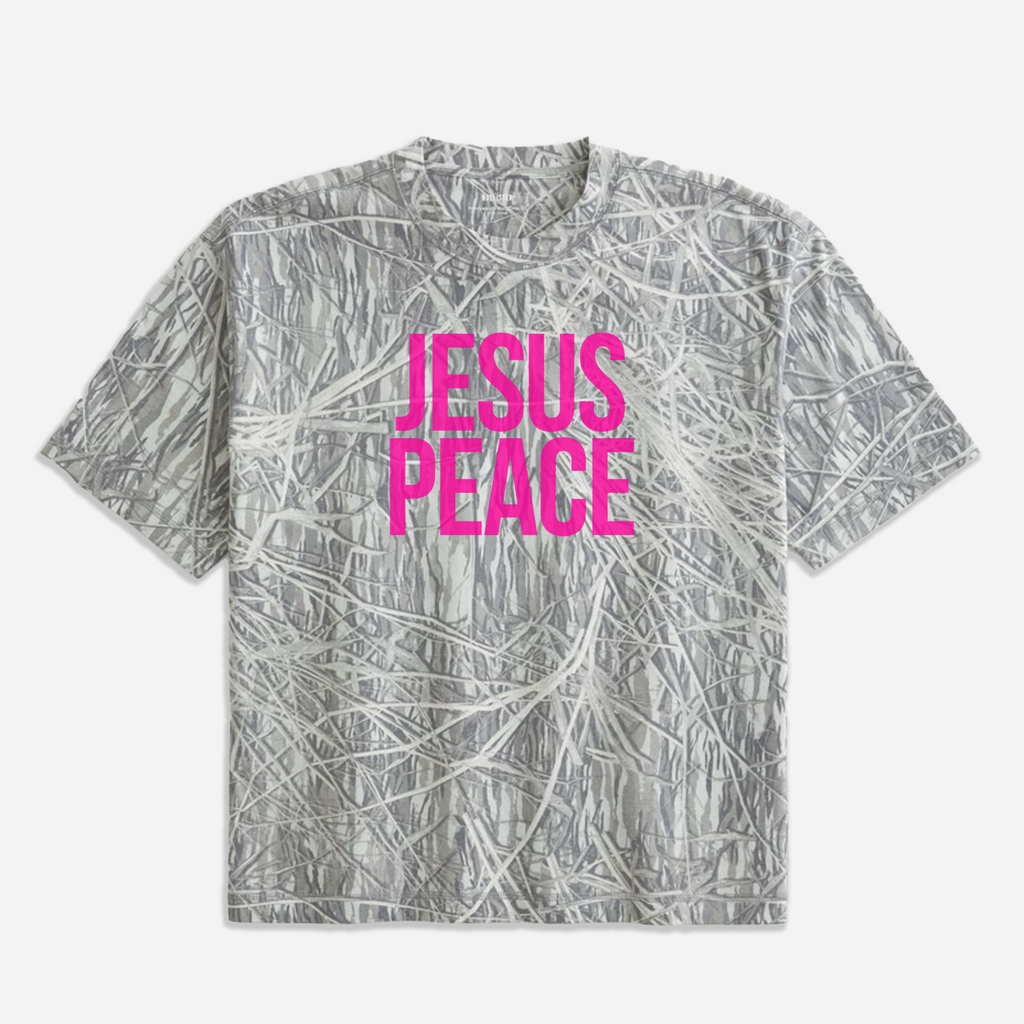 Jesus Peace Camo Heavyweight Cropped T-shirt pink